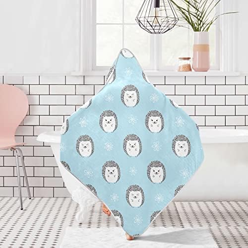 VVFelixl ručnik sa kapuljačom lijepim ježom upijajući ručnike za bebe pamučni mekani ručnik za kupanje za novorođenčad, toddler 35x35in slatke životinje plavo
