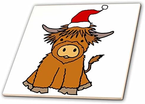 3drose Funny Slatka beba Highland krava u Santa šešir Božić Crtić-pločice