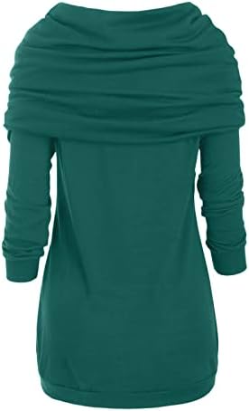 NOKMOPO Holiday Shirts za žene Plus Size o-izrez Dugi rukav čvrsti Botton Pachwork asimetrični džemper