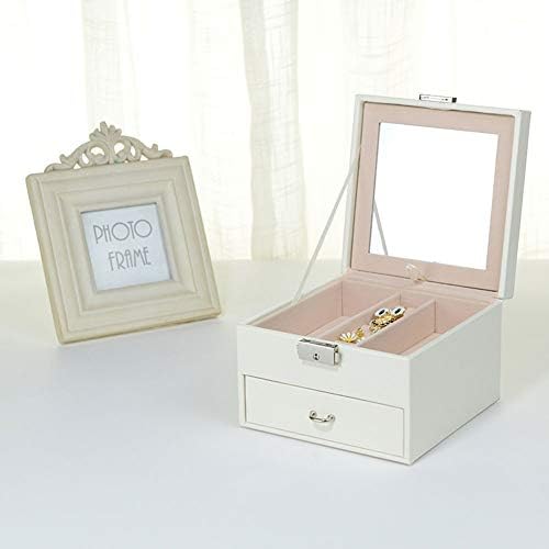 QTT Prijenosni okvir za odlaganje nakita za nakit Veliki izlog kapaciteta sa ogledalom dvostruki sloj nakit prsten poklon kutija za nakit za žene