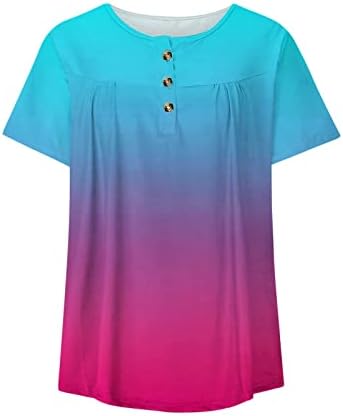 Ženske košulje Trendy ljetna bluza s kratkim rukavima plus veličina Dugme V-izrez Košulje Cvjetni labavi Flowy