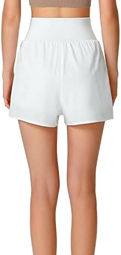JUSFITSU 2 u 1 visokim strukim kratkim hlačama za žene prednje noge-split control workout atletski kratke hlače