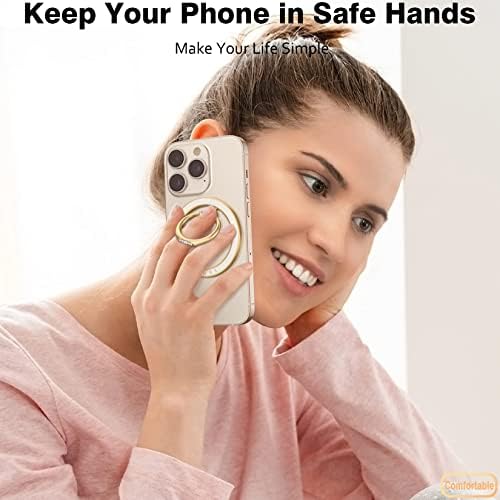 Kompatibilan sa MagSafe postoljem za držanje telefona, Allengel magnetnim držačem prstena za telefon sa postoljem za prste za pametni telefon, Luxury Gold White