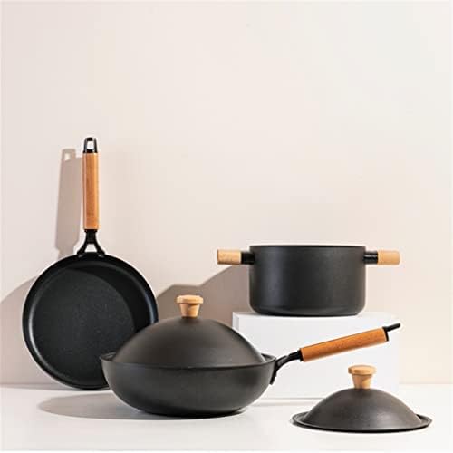 SDFGH set za Neprijanjajuće tave Set posuđa za prženje Kuhinjski indukcijski štednjak set lonca kuhinjski pribor (boja: crna, Veličina