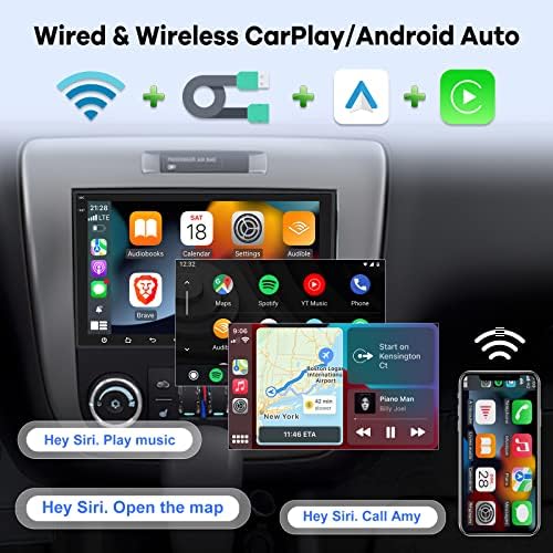 [2G + 32G] Android 11 Double DIN vertikalni automobil sa bežičnim / ožičenim Apple Carplay & Android Auto, 9,7 inčni automatsko-zaslon za glavu na dodir Radio, Hi-Fi / Bluetooth / SWC / GPS navigacija + AHD Backup kamera