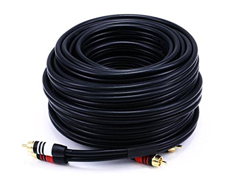 Monopricija premium dvokanalni audio kabel - 3 metra - crna | 2 RCA utikač na 2 RCA utikač 22AWG, muško za muškarce