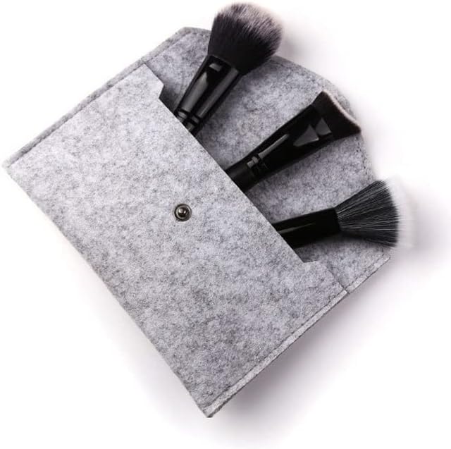 Debeli alati za šminkanje 3 četke postavljene crne drvene ručke Sintetički set četkica za šminku