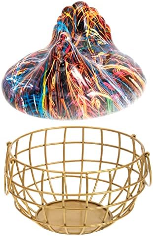 GANAZONO Home Decor Iron Eggs Basket držač za jaja: korpa za skladištenje jaja metalna žica Hen Egg Wire držač sa keramičkim poklopcem kokošji dozator za jaja u obliku piletine Kuhinjski Organizator materijal Vintage Decor