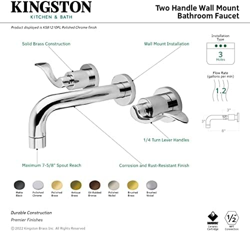 Kingston Brass KS8126DFL NuWave slavina za kupatilo, polirani nikl