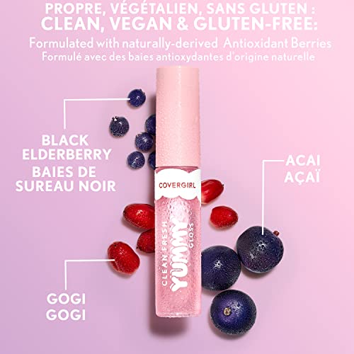 COVERGIRL Clean Fresh Yummy Gloss – sjaj za usne, Sheer, prirodni mirisi, veganska Formula-My Strawbooty