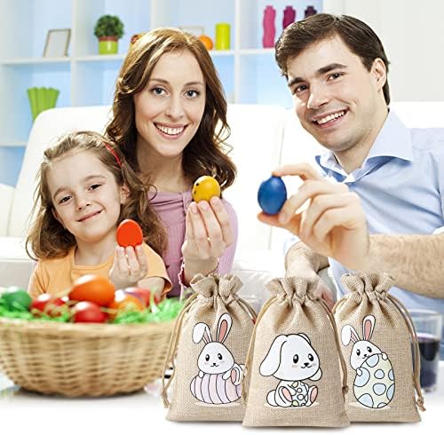 24kom Uskršnje vreće sa vezicama, torbe za uskršnje slatkiše male Favor torbe, slatka poklon torba za Zečicu