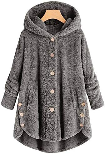 Ženski kaputi za jesen plus dugme za veličinu plišana vrhova kapuljač sa kapuljačom labavi kardigan vuna kaput za kaput sa zimskom jaknom