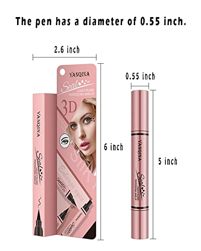 Jumbo Volume tečni olovka za oči pečat i Liquid Liner - 2 u 1 Crni vodootporni Krilati alat za šminkanje mačjih očiju za žene