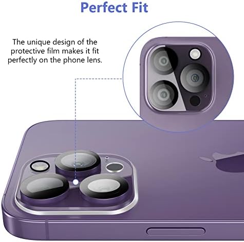 AXFEE zaštita sočiva kamere za iPhone 14 Pro 6.1/iPhone 14 Pro Max 6.7, 9h Film za sočiva od kaljenog stakla HD individualni prsten sa sjajem kamere zaštitni ekran sočiva sa 3 kom kaljenim filmom od 6,7