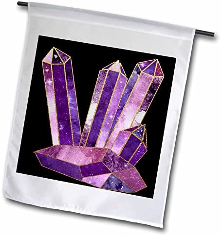 3drose Glam Purple, Pink I Image of Gold Crystals Illustration-Flags