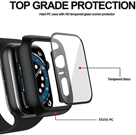 Cutiey 6 Pack za Apple Watch Se serije 6 5 4 44mm Hard Rainbow futrola sa ugrađenim zaštitnim zaslonom od kaljenog stakla, ukupnog poklopca punog zaštitnog branika za iWatch 44 mm pribor