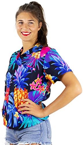 KING KAMEHA Funky Casual Havajska bluza košulja žene prednji džep dugme dole veoma glasno Shortsleeve Party odmor