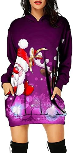 Uikmnh ženska dukserica meka Casual Santa Elk bluza džepni Dugi rukav s kapuljačom Proljetna Božićna