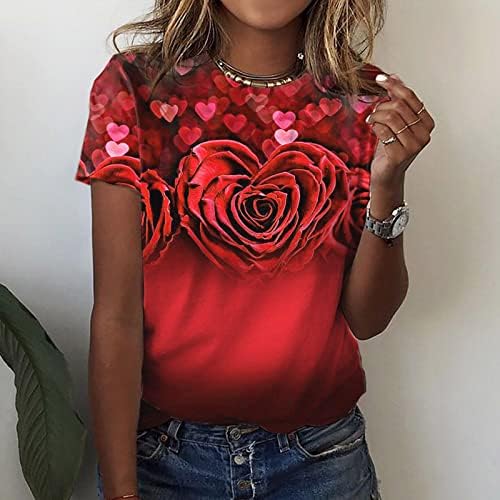 Plus size Tops for Women Casual Summer T Shirt Novelty Flower Print T-Shirt Crewneck shirt shirt Loose