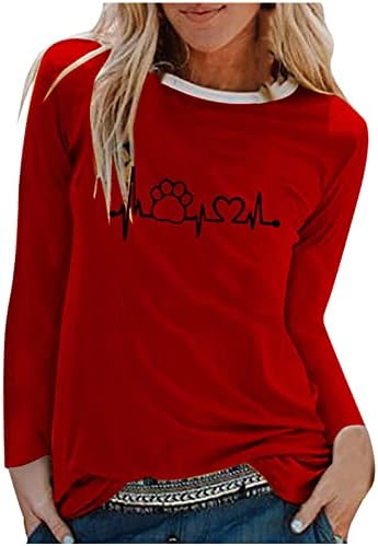 Crewneck Tee žene ljetni Jesen Dugi rukav 2023 Odjeća pamučna grafička Lounge bluza Tshirt za žene CJ CJ