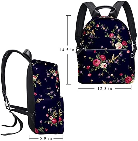 Tbouobt kožni ruksak za putovanja Lagani laptop Ležerni ruksak za žene Muškarci, Retro cvjetni pastoralni cvijet ruže