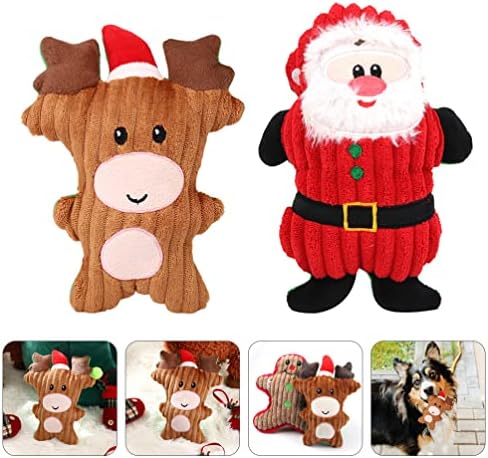 Crtani plišani igrački plišani božićni pas škripane igračke: 2pcs Snata režijski oblik psa žvakač