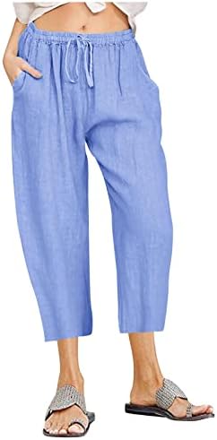 lcepcy ženske kratke letnje pantalone udobne prozračne lanene pantalone lagane elastične pantalone sa džepovima