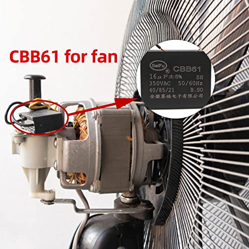 Akzytue CBB61 kondenzator 16UF 350V AC stropni ventilator 2 Žica 50 / 60Hz za pokretanje motora za proizvodnju