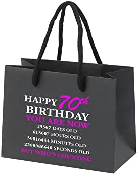 Poklon torbe za 70. rođendan-crni papir sa ručkama za uže - Eco Friendly mala poklon torba-brojanje-Pink