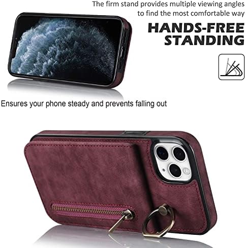 Mobilni telefoni Flip Case Wallet Case za iPhone 11 Pro, Ultra tanka PU kožna torbica zadnji novčanik poklopac postolja sa držačima slotovi skriveno magnetno zatvaranje izdržljivi zaštitni poklopac otporan na udarce novčanik sa zatvaračem