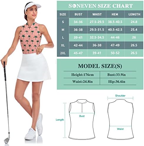 Soneven ženske majice za Polo golf sa štampanim rukavima brzo sušenje V-izrez lagani teniski Tankovi, 50+ UV zaštita
