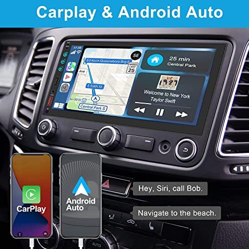 Carovin Double Din Car Stereo sa glasovnom kontrolom Carplay i Android Auto, 7 inčni HD LCD kapacitivni