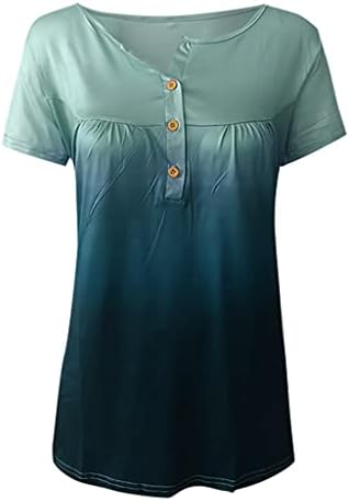 Ženske vrhove Dressy Casual Ljeto kratkih rukava Tunnic Bluze Gradijent labavi ugrađeni vrhovi Flowy Majice Comfy majice