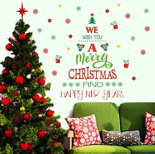 TOARTi Sretan Božić Citati Wall Decals Sretna Nova godina Citati naljepnice božićno drvo pahuljica naljepnice