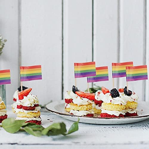 200 kom Mini Rainbow Flag Picks Cupcake Topper Flag Sticks Cheese markeri etikete na bazi švedskog stola