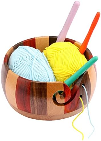 YFQHDD Drvena posuda za ručno izrađene ručne ručne rupe za pletenje za skladištenje pređe za pređe za skladištenje Crochet Kit Organizer pleteći držač pređe