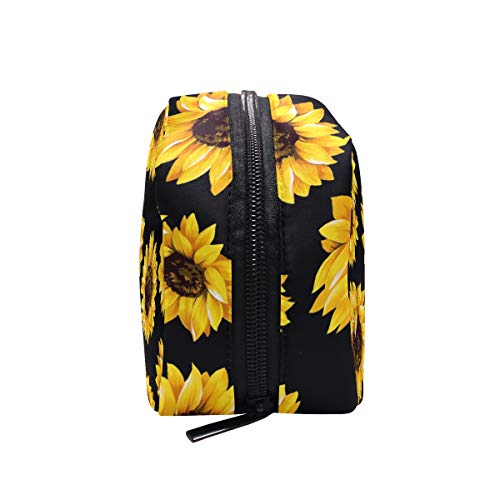 Šminka kozmetička torba Žuta cvjetajući suncokret crni prijenosni putnik Travel Travel Case WcOrry