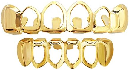 TSANLY Open Face Grillz Teeth 24k Gold Grillz Plated Caps New Custom Fit Top & amp; donji Set roštilja za djecu + Extra moulding Bars + tkanina od mikrovlakana