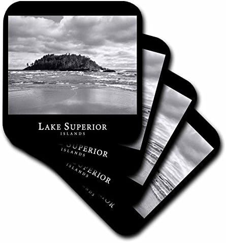 3drose CST_18439_4 jezero Superior Ostrva 3 crno-bijela fotografija Stjenovitih ostrva u Michiganu keramičke pločice,