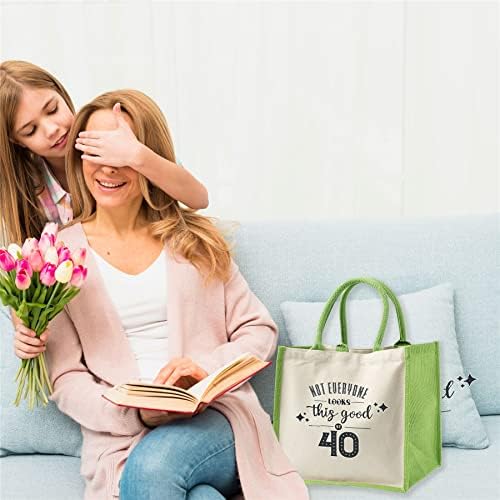 40th Birthday Tote Bag pokloni za žene-višekratne pamučne Jute torbe za kupovinu - ovo dobro - zeleno-s