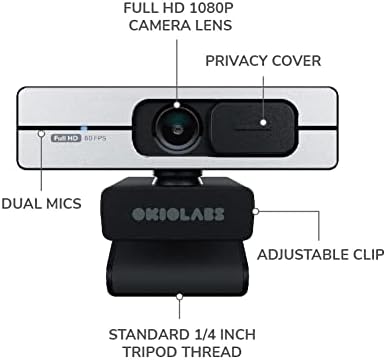 OKIOLABS A6 Web kamera Full HD 1080p 60 FPS, jasan & Ultra Smooth Video pozive, Streaming, Auto