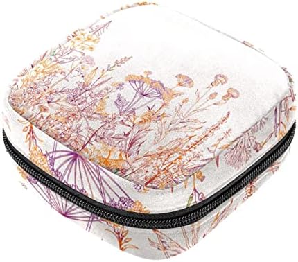 Period torba, higijenski uložak torba za odlaganje, prijenosni menstrualni jastučići torbe sa patentnim zatvaračem torbica ženska menstruacija torba za prvu menstruaciju za djevojčice dame, Sunflower Field Sunrise Floral Pink Art