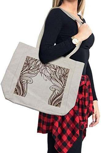Ambesonne secesijska torba za kupovinu, Vintage Viktorijanska renesansna zakrivljena grana u klasiku zemljanih