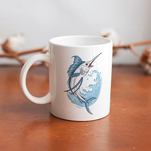 Riba ribolovac Marlin Print šolja za kafu keramička šolja za čaj Funny poklon za kancelarijski dom Žene Muškarci