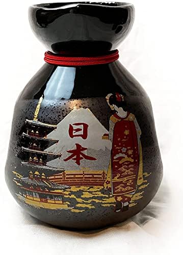MAIKO i pet spratova Pagoda dizajn japanski tradicionalne keramike SAKE 3 stavke Set. 1 flaša i 2 šolje. Napravljeno u Japanu.