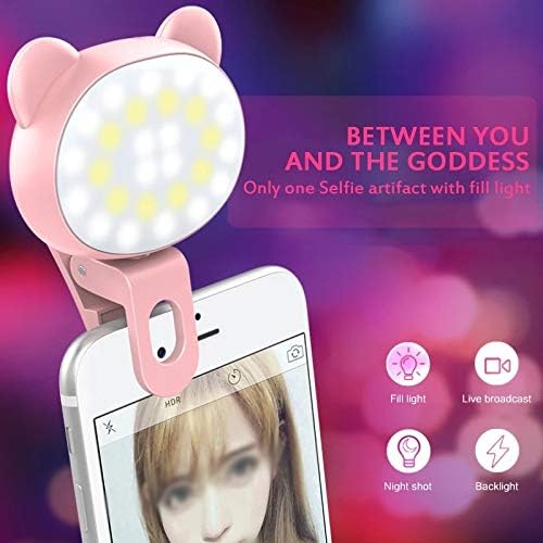 CZDYUF Selfie Led prstenasto svjetlo Prijenosna mobilna selfi lampa za fotografiju klip svjetlo za 360° rotirajuće svjetlo za punjenje mobilnog telefona za sve telefone