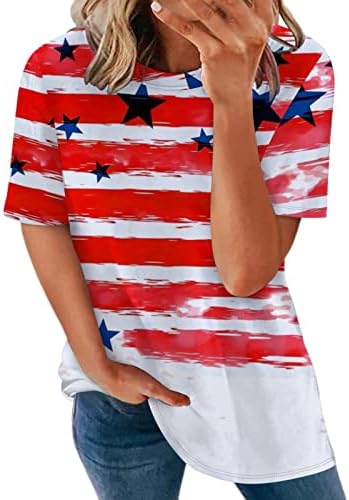 Terbklf Atletic Majica s dugim rukavima za žene za žene Kratki rukav USA Zastava za ispis Ležerne prilike