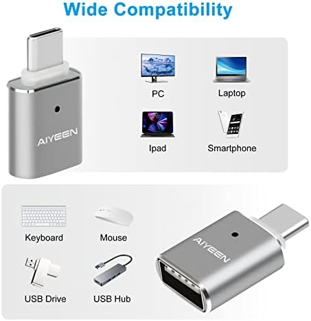 Aiyeen USB C do USB adaptera, USB C muški do USB 3.0 Ženski adapter OTG Converter Kompatibilan sa MacBook Pro 2019 / 2018/2017, MacBook Air 2018 i više Type-C uređaji, sivi