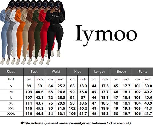 Iymoo Women 2 komada odijelo za duks - rebra s dugim rukavima TOP + mršave duge hlače trenerke jogger set