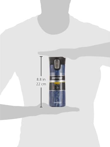 Contigo Pinnacle Couture, izolirana od nehrđajućeg čelika sa automatskim poklopcem za izlijevanje, pušenje za cijev za upotrebu kafe ili boca za vodu, BPA, drže piće vruće ili hladno, 14oz plavi škriljevca